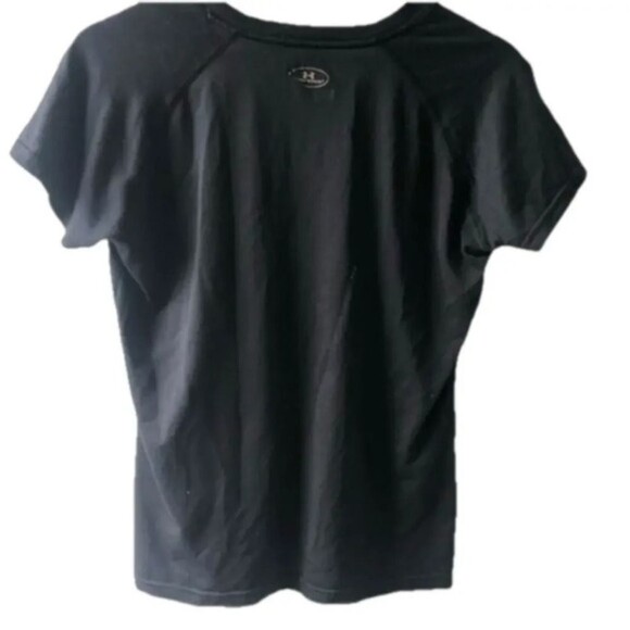 Under Armour black Heat Gear V-Neck t-shirt, size Medium running jogging workout - Picture 2 of 2